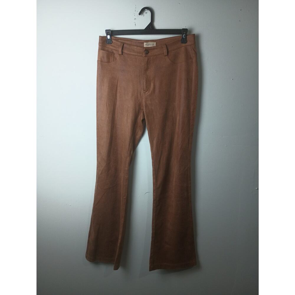 Women's Bianco Faux Leather Snake Brown Pants Flared Size 31 Festival‎ Hippie